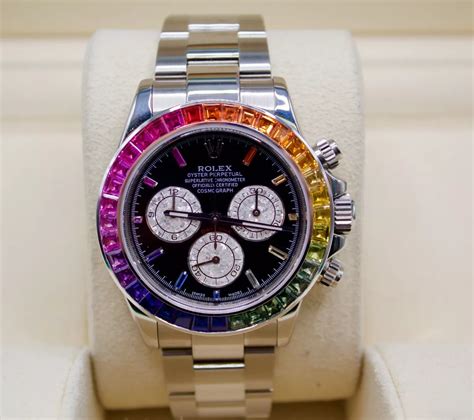 rolex with rainbow dial|Rolex with rainbow bezel.